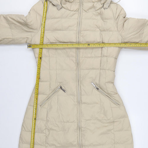 Benetton Women’s Beige UK 12 Long Hooded Down Puffer Coat