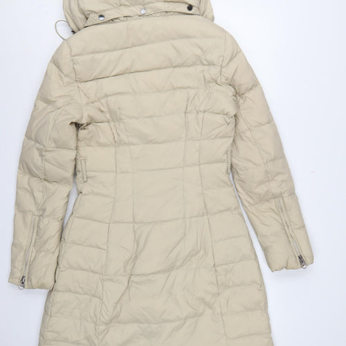 Benetton Women’s Beige UK 12 Long Hooded Down Puffer Coat