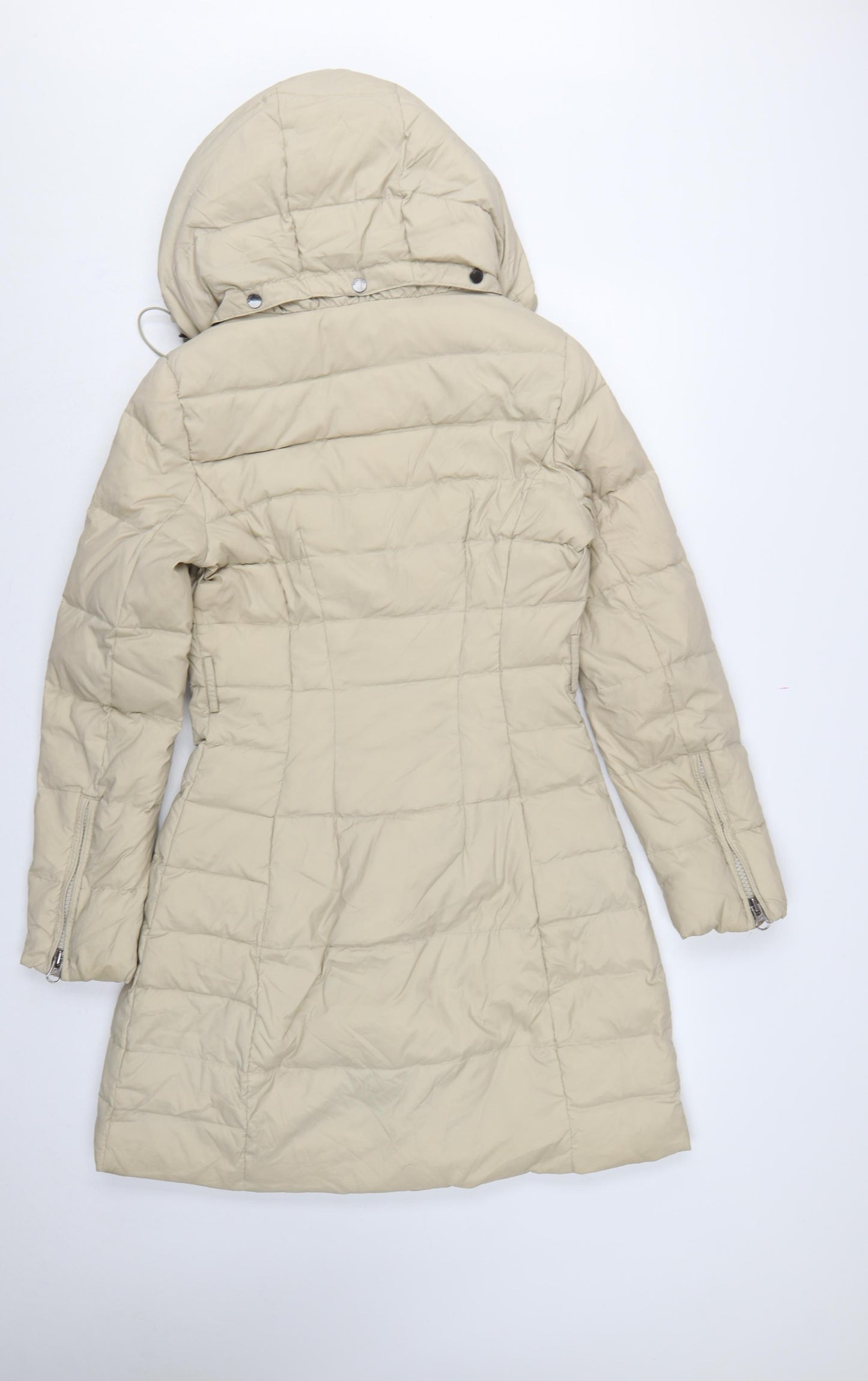 Benetton Women’s Beige UK 12 Long Hooded Down Puffer Coat