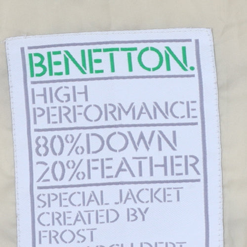 Benetton Women’s Beige UK 12 Long Hooded Down Puffer Coat