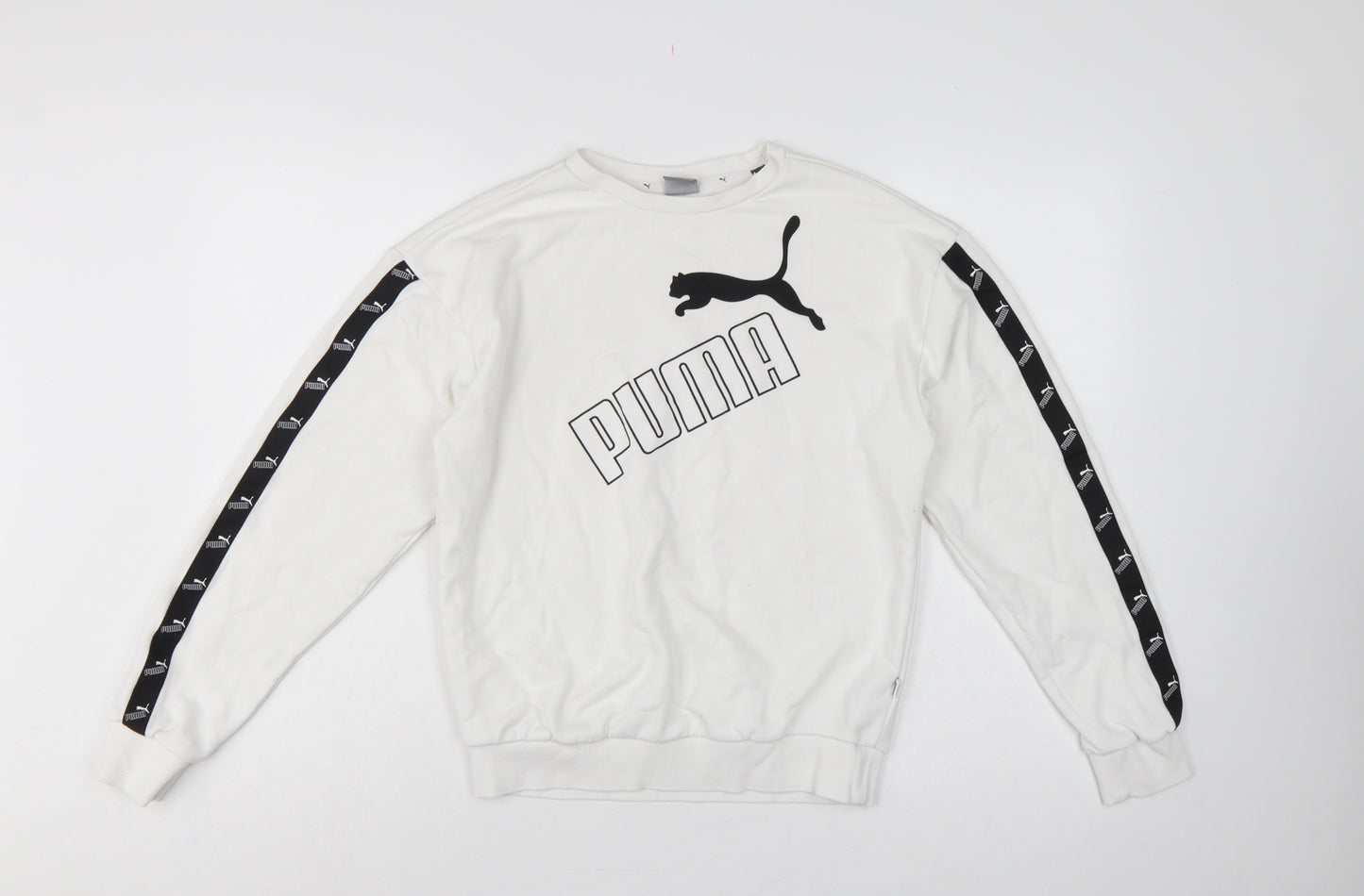 Puma Women’s White XS Logo T7 Tape Crew Neck Sweatshirt