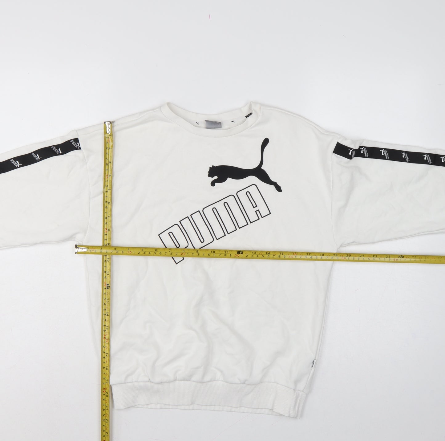 Puma Women’s White XS Logo T7 Tape Crew Neck Sweatshirt