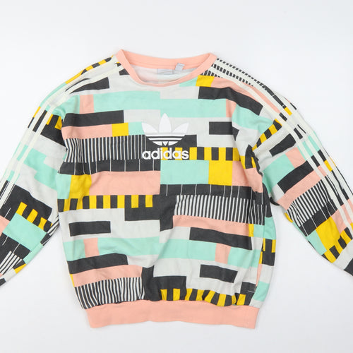 Adidas Girls Multicoloured 13-14 Years Pullover Geometric Sweatshirt