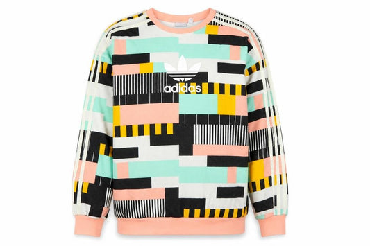 Front view of Adidas girls’ multicoloured 13-14 years pullover geometric sweatshirt