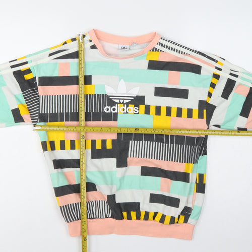 Adidas Girls Multicoloured 13-14 Years Pullover Geometric Sweatshirt