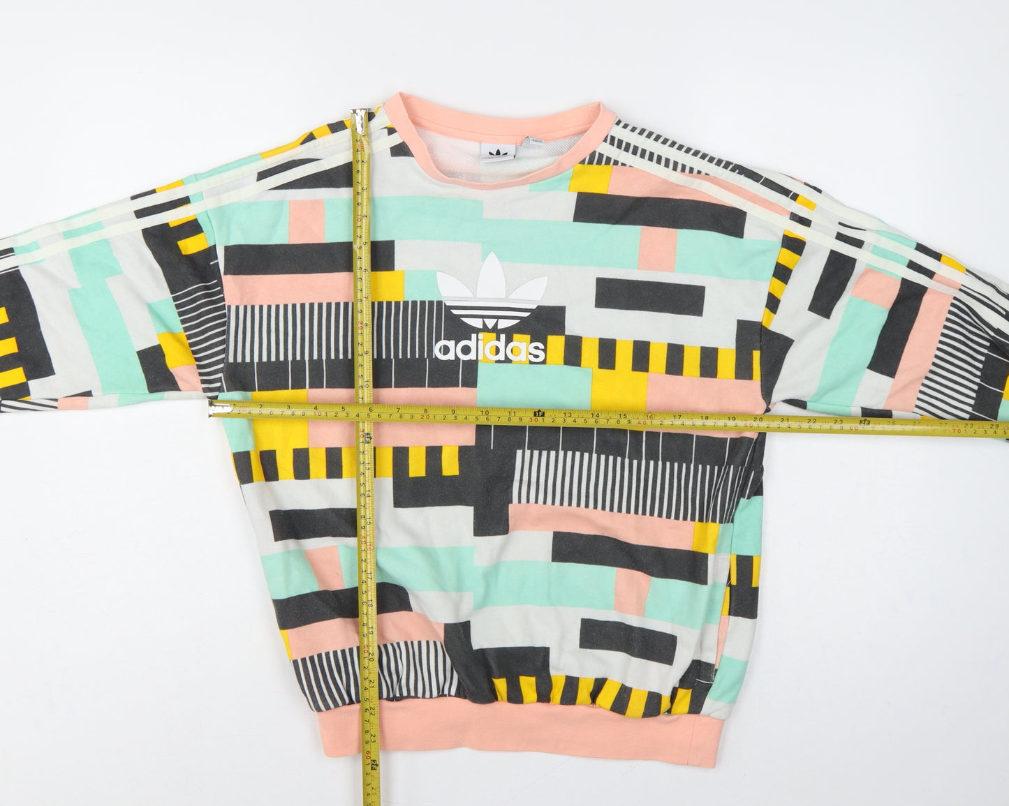 Adidas Girls Multicoloured 13-14 Years Pullover Geometric Sweatshirt