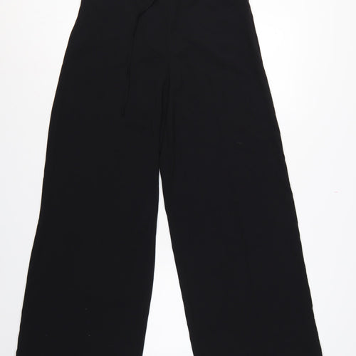Marks & Spencer Women Black Size 8 Regular Wide Leg Smart Trousers