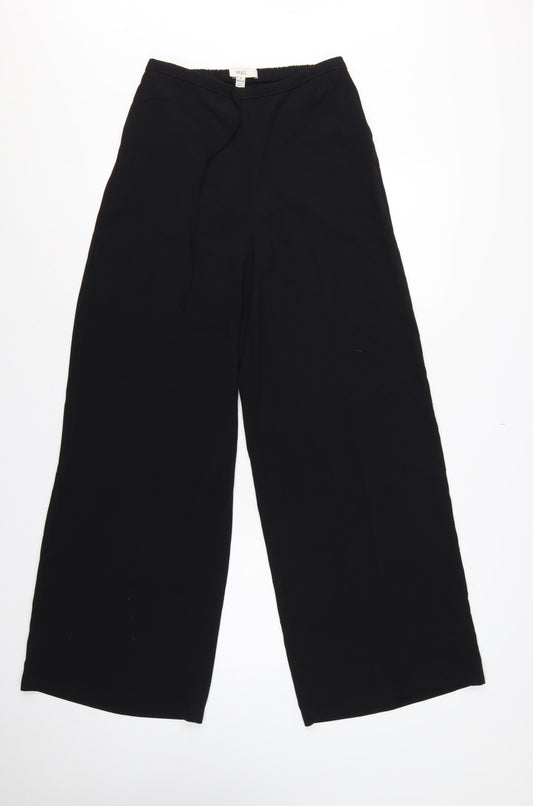 Marks & Spencer Women Black Size 8 Regular Wide Leg Smart Trousers