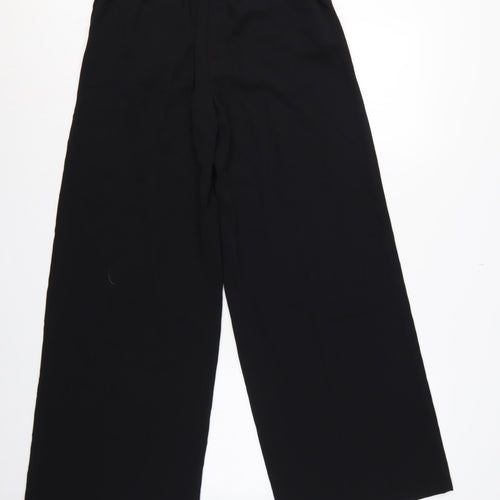 Marks & Spencer Women Black Size 8 Regular Wide Leg Smart Trousers