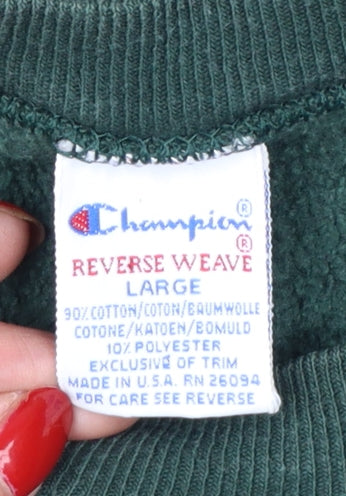 Champion Women’s Green Large Reverse Weave Logo Sweatshirt