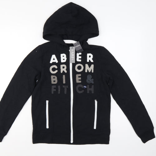 Abercrombie Kids Boys Black 13-14 Years Full Zip Logo Hoodie