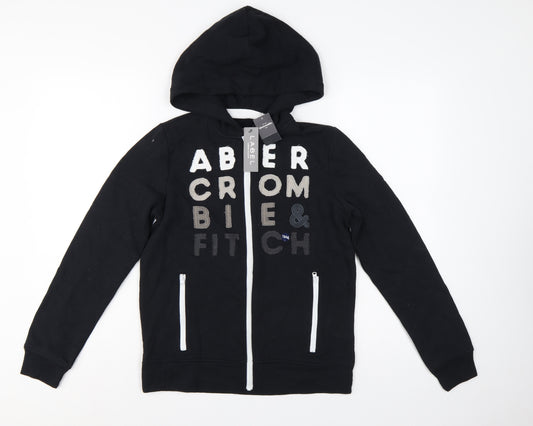 Abercrombie Kids Boys Black 13-14 Years Full Zip Logo Hoodie