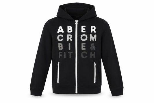 Abercrombie Kids Boys Black 13-14 Years Full Zip Logo Hoodie