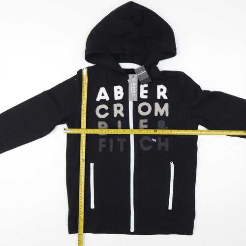 Abercrombie Kids Boys Black 13-14 Years Full Zip Logo Hoodie