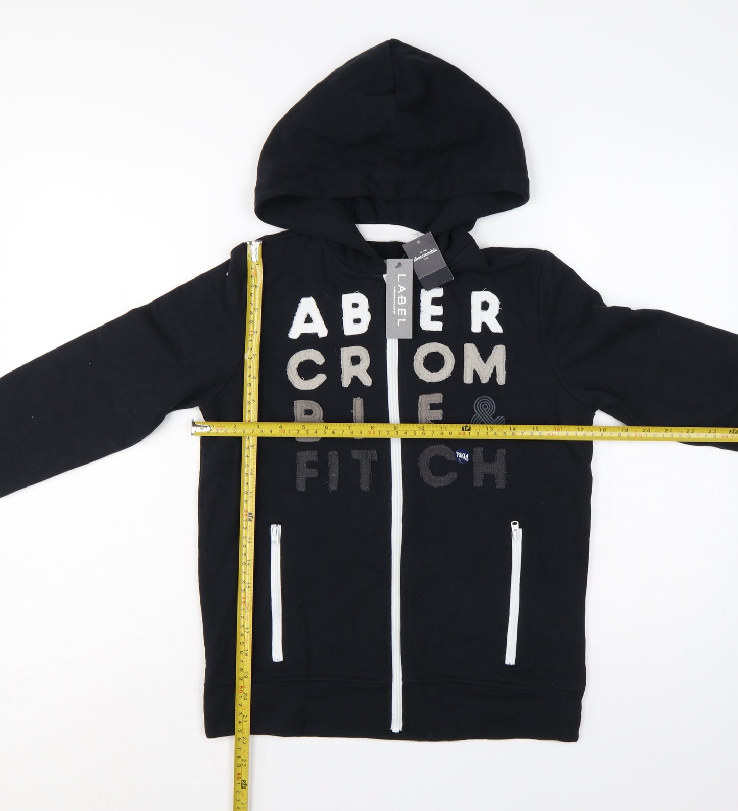 Abercrombie Kids Boys Black 13-14 Years Full Zip Logo Hoodie