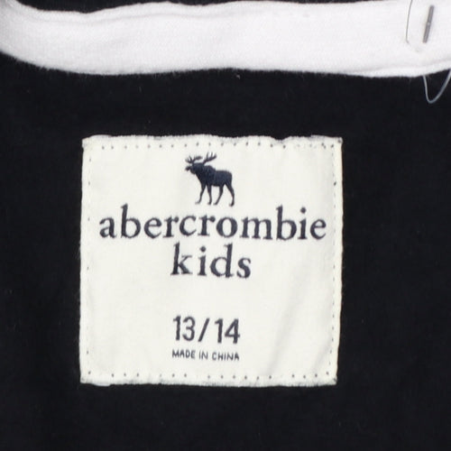 Abercrombie Kids Boys Black 13-14 Years Full Zip Logo Hoodie