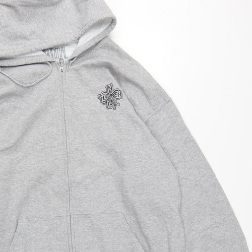 Inferential Clothing Men’s Grey 2XL Full Zip Embroidered Logo Hoodie
