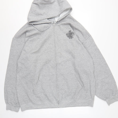 Inferential Clothing Men’s Grey 2XL Full Zip Embroidered Logo Hoodie