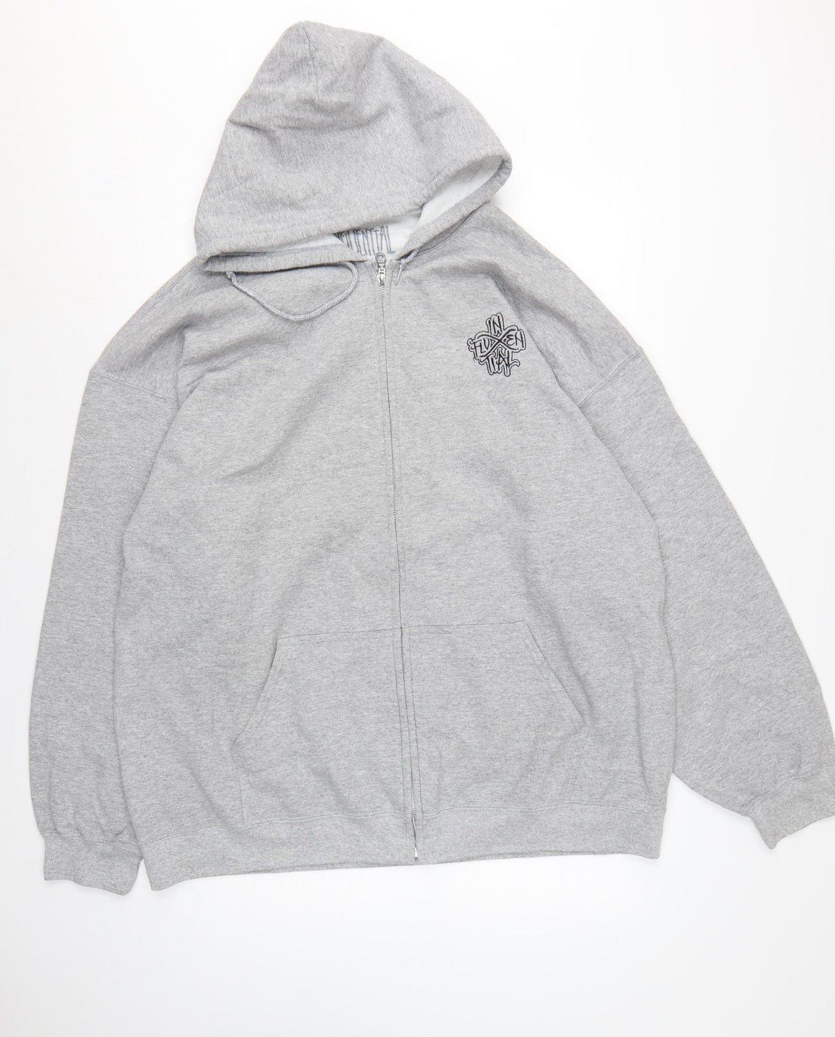 Inferential Clothing Men’s Grey 2XL Full Zip Embroidered Logo Hoodie