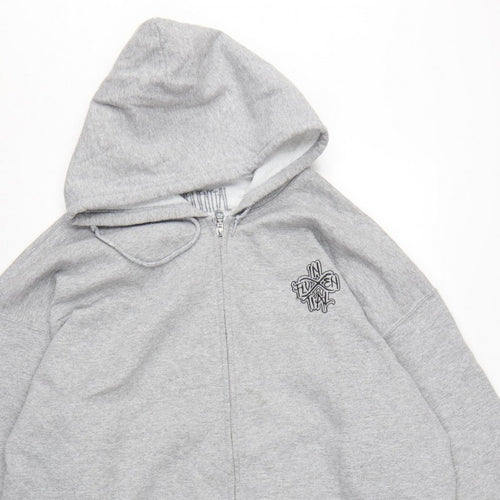 Inferential Clothing Men’s Grey 2XL Full Zip Embroidered Logo Hoodie