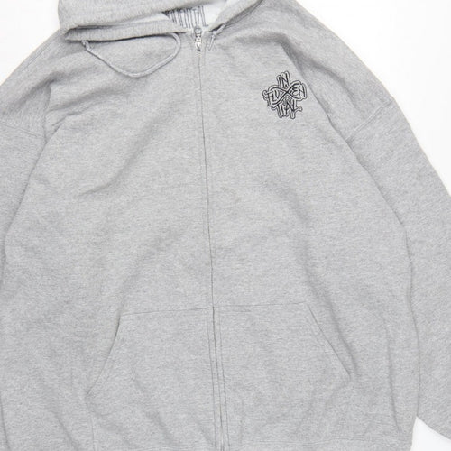 Inferential Clothing Men’s Grey 2XL Full Zip Embroidered Logo Hoodie
