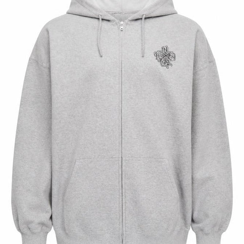 Inferential Clothing Men’s Grey 2XL Full Zip Embroidered Logo Hoodie