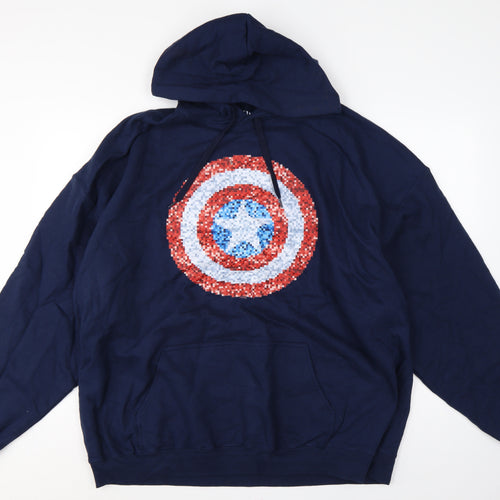 Marvel Men’s Blue 3XLT Captain America Pixel Shield Pullover Hoodie