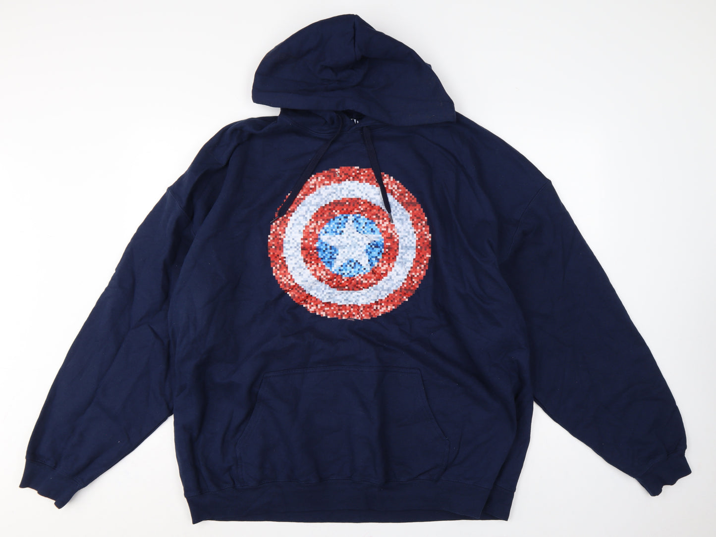 Marvel Men’s Blue 3XLT Captain America Pixel Shield Pullover Hoodie