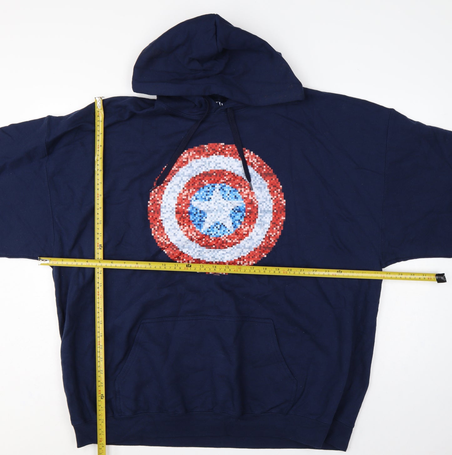 Marvel Men’s Blue 3XLT Captain America Pixel Shield Pullover Hoodie