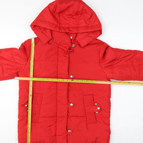 Next Women’s Red Size 10 Hooded Puffer Jacket Quilted Snap Coat