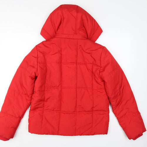 Next Women’s Red Size 10 Hooded Puffer Jacket Quilted Snap Coat