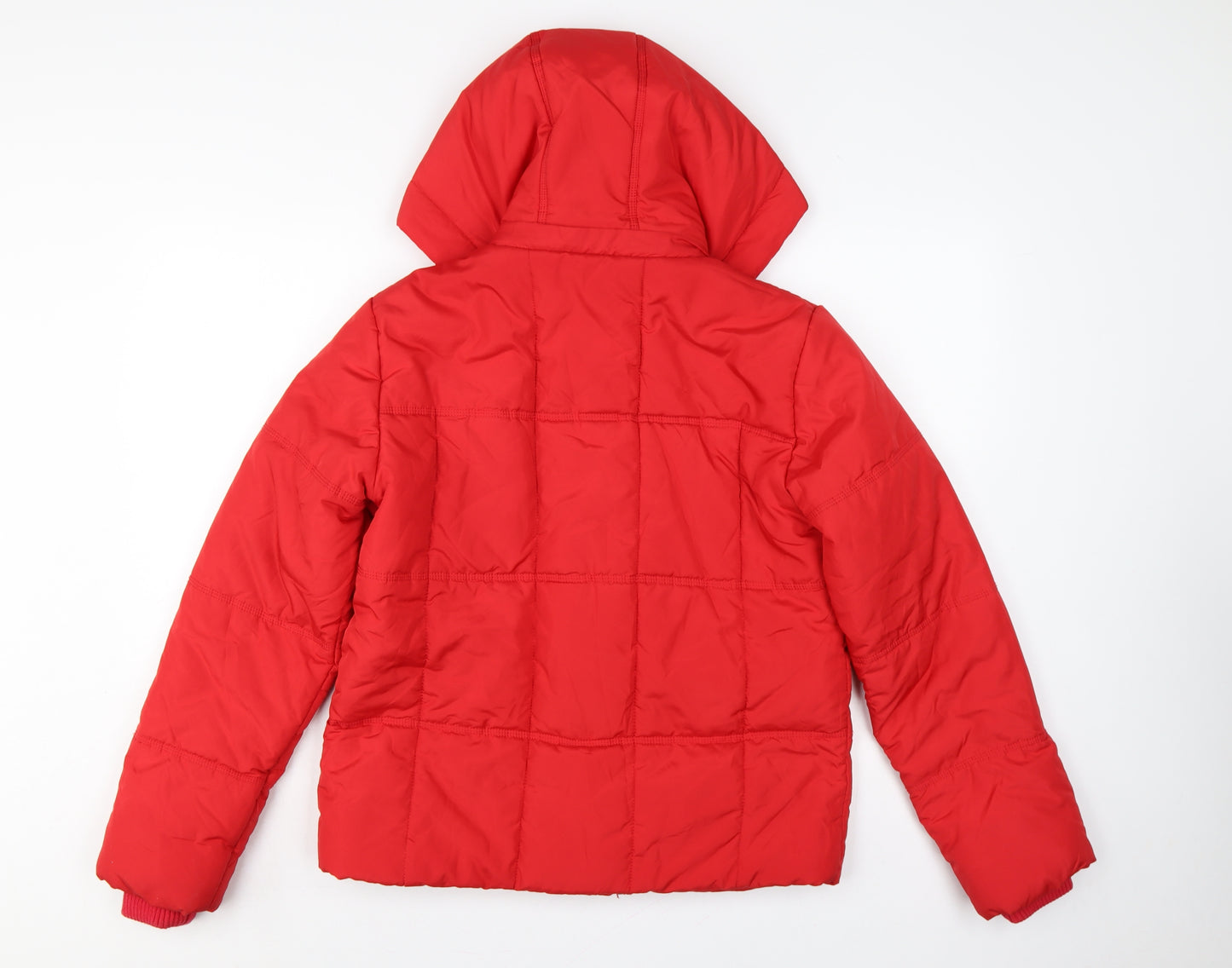 Next Women’s Red Size 10 Hooded Puffer Jacket Quilted Snap Coat