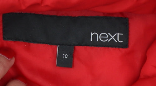Next Women’s Red Size 10 Hooded Puffer Jacket Quilted Snap Coat