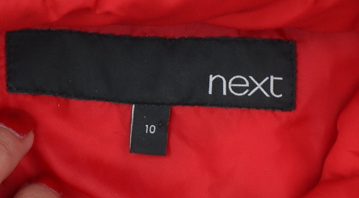 Next Women’s Red Size 10 Hooded Puffer Jacket Quilted Snap Coat
