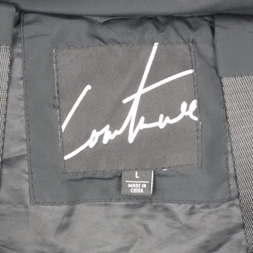 Couture Club Women Black L Hooded Puffer Jacket Quilted Logo