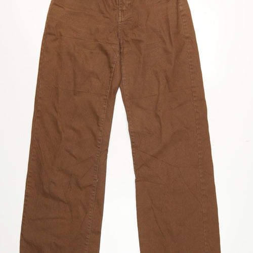 Bershka Women Brown UK 10 Wide-Leg High Rise Cotton Jeans
