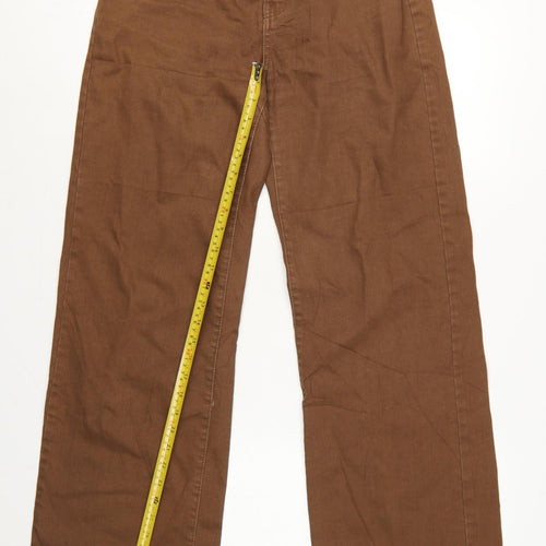 Bershka Women Brown UK 10 Wide-Leg High Rise Cotton Jeans