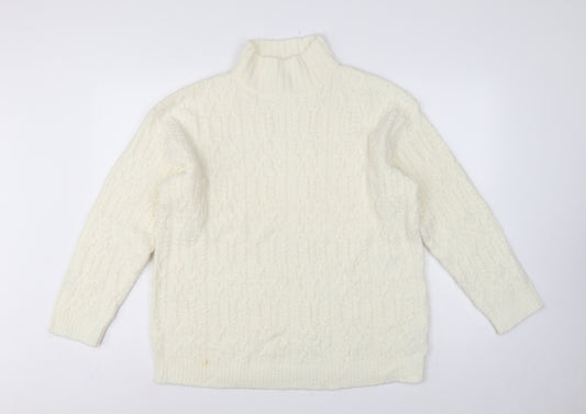 Marks and Spencer Women Ivory M Cable-Knit Roll Neck Jumper