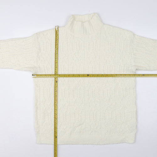 Marks and Spencer Women Ivory M Cable-Knit Roll Neck Jumper