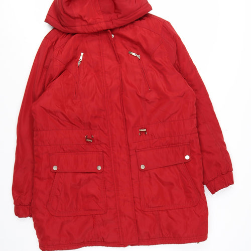 JBC Collection Women’s Red UK 14 Hooded Mid-Length Parka Jacket
