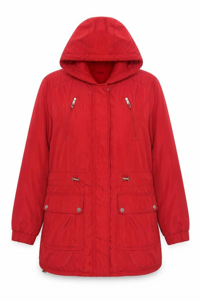 JBC Collection Women’s Red UK 14 Hooded Mid-Length Parka Jacket
