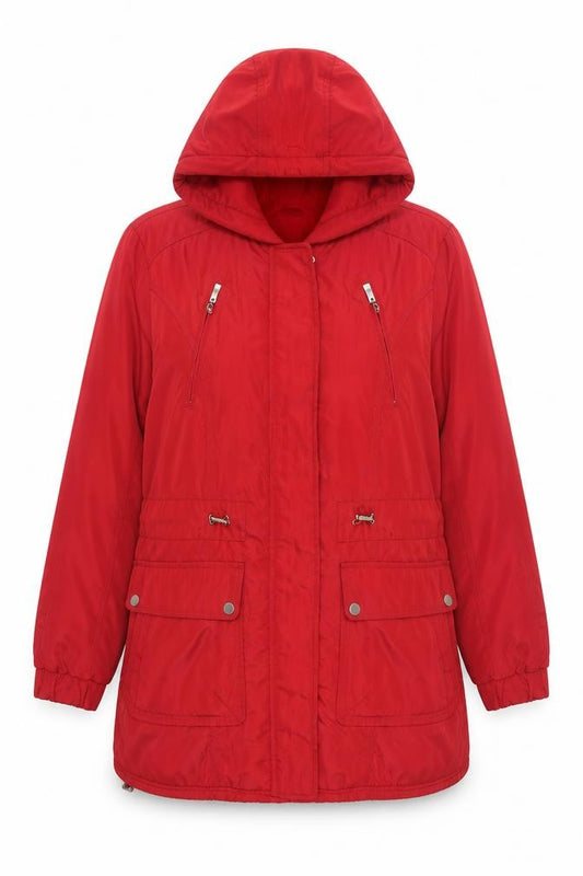 JBC Collection Women’s Red UK 14 Hooded Mid-Length Parka Jacket