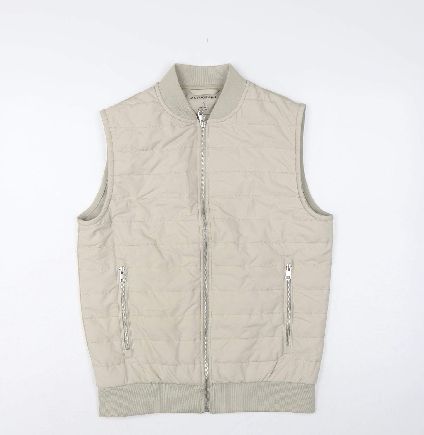 Autograph Men’s Beige S Quilted Padded Shower Resistant Bodywarmer Gilet