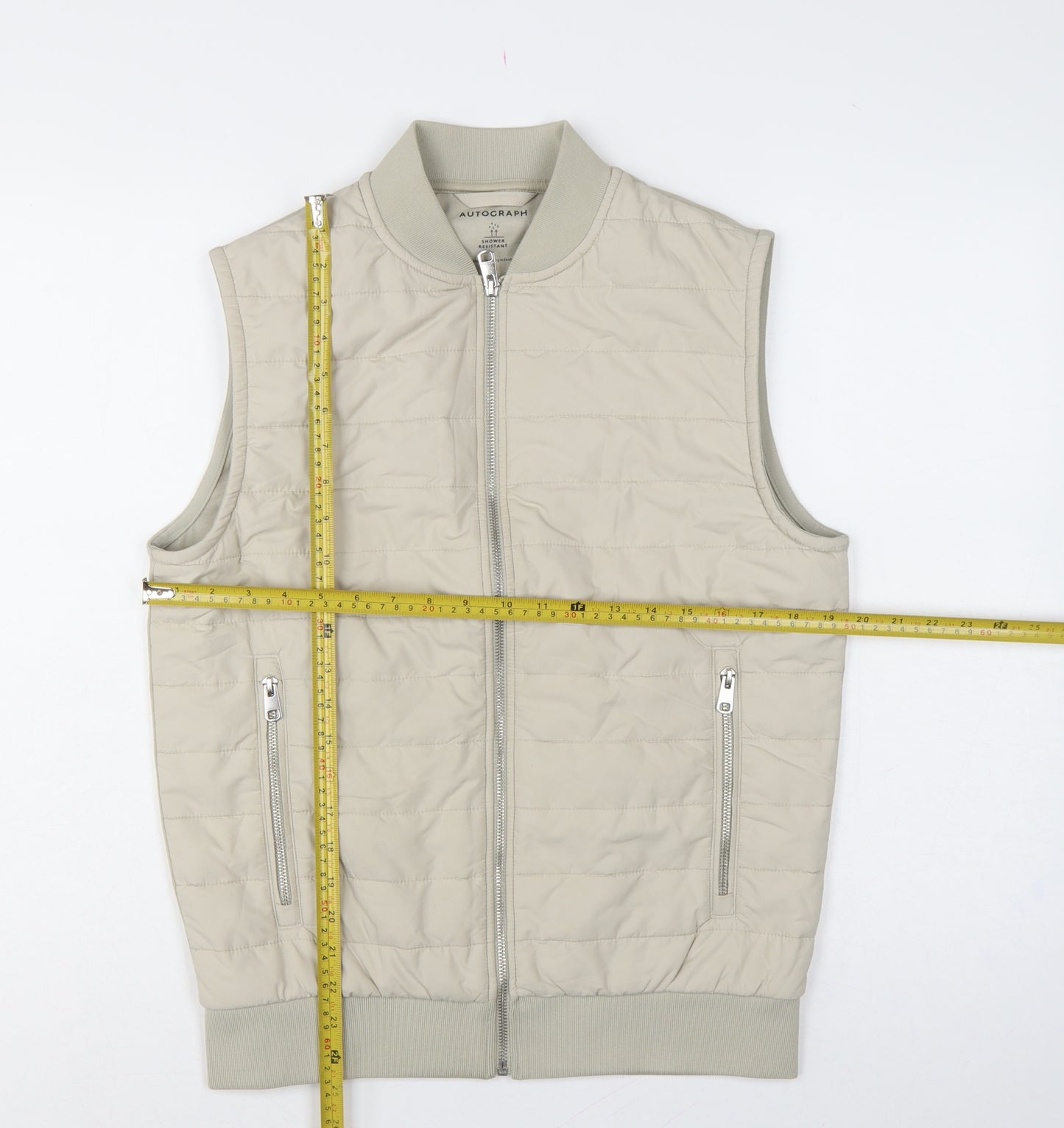 Autograph Men’s Beige S Quilted Padded Shower Resistant Bodywarmer Gilet
