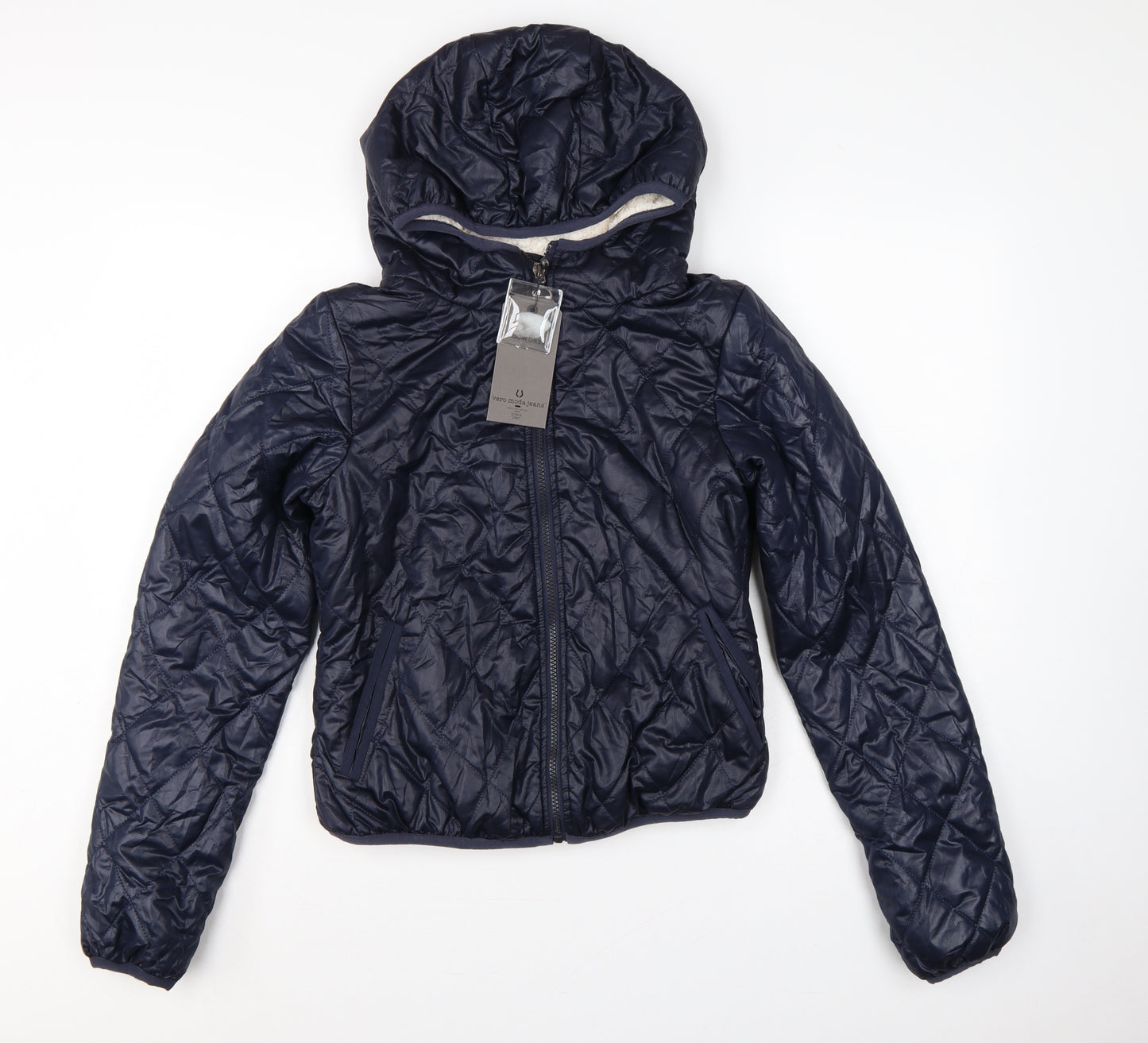 Vero Moda Teens Blue S Quilted Hooded Puffer Jacket