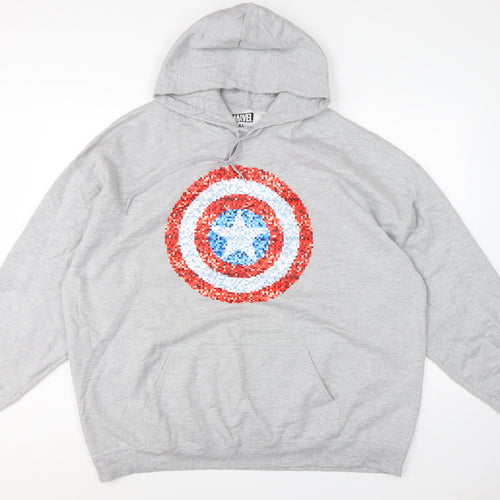 Marvel Men's Grey 3XL Captain America Graphic Pullover Hoodie