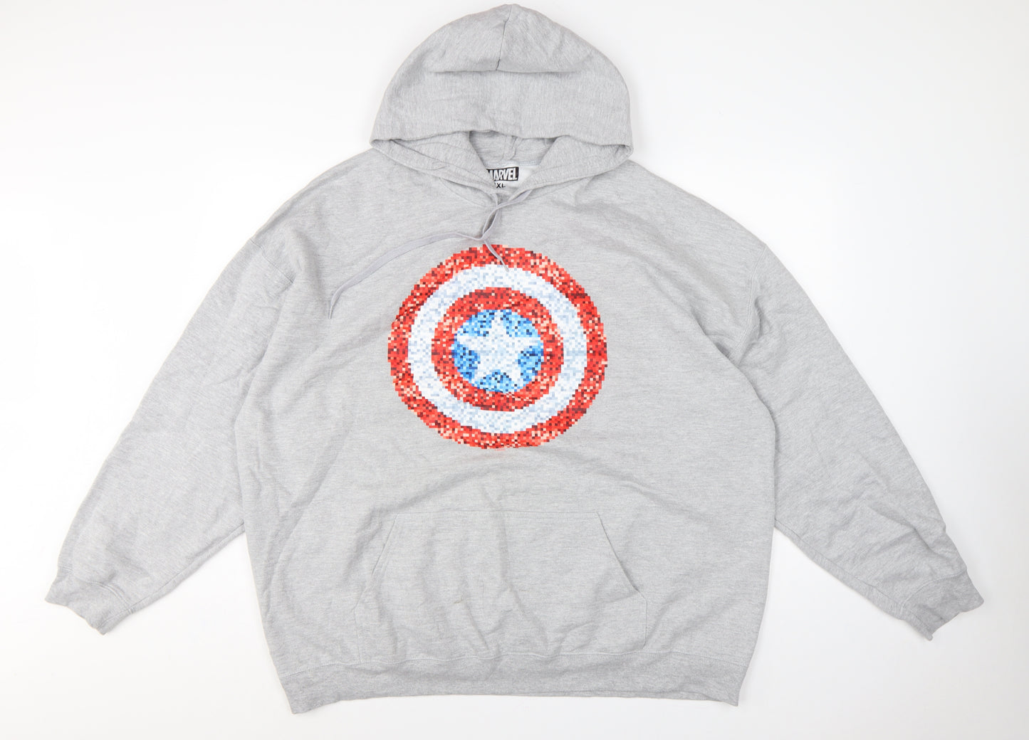 Marvel Men's Grey 3XL Captain America Graphic Pullover Hoodie