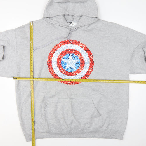 Marvel Men's Grey 3XL Captain America Graphic Pullover Hoodie