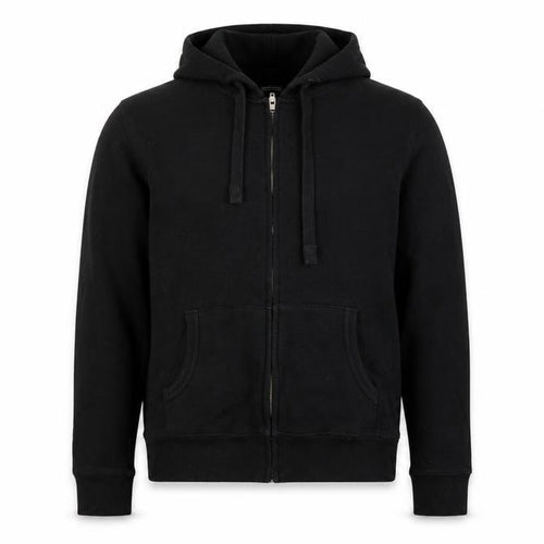 French Connection Men Black M Full Zip Hooded Fleece Hoodie