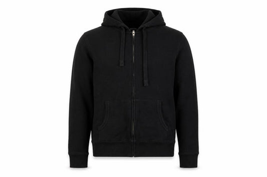French Connection Men Black M Full Zip Hooded Fleece Hoodie